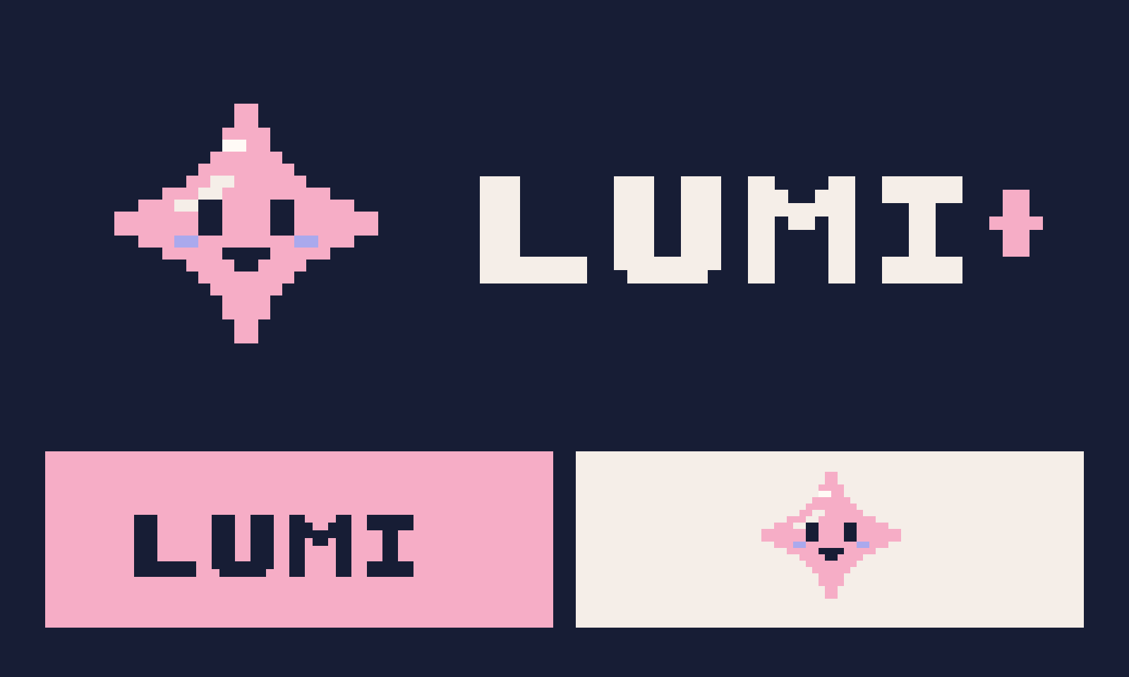 LUMI pixel wordmark and star companion